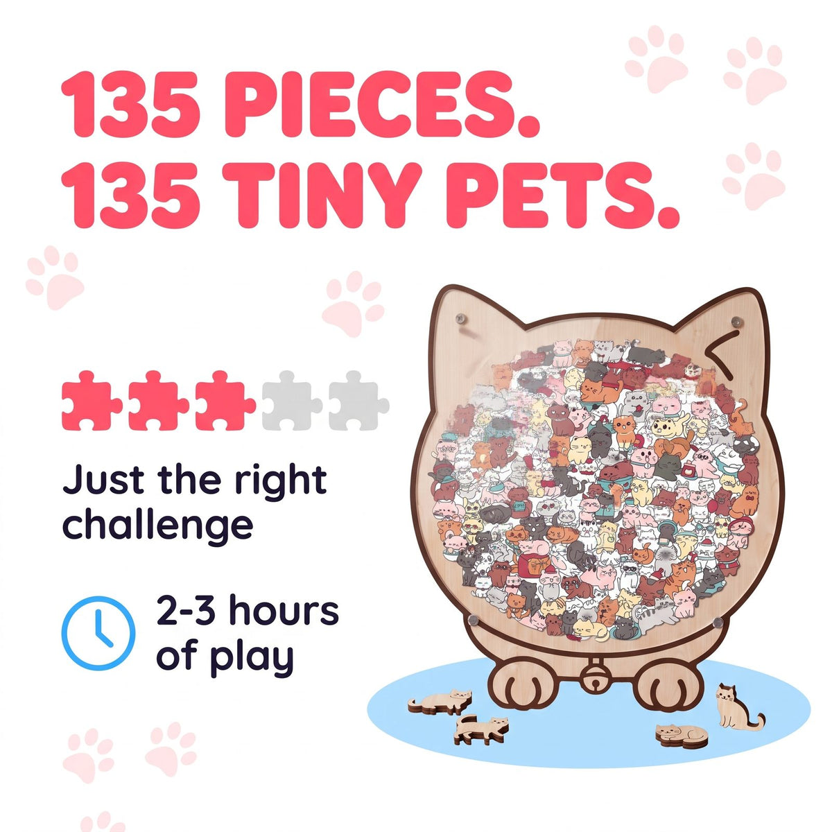 Wiggle Pals cat puzzle: 135 pieces, 135 tiny pets, just the right challenge, 2-3 hours of play